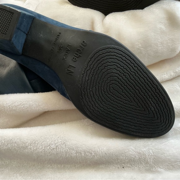 Navy Blue Leather Ankle Boots - Picture 4 of 5